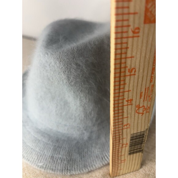 NEW VTG Winter Womans Angora Gatsby Bucket Hat Light Blue One Size  Fuzzy - Picture 3 of 9